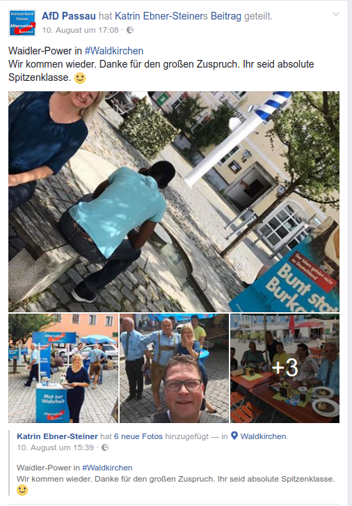 Facebook-Posting zum AfD-infostand